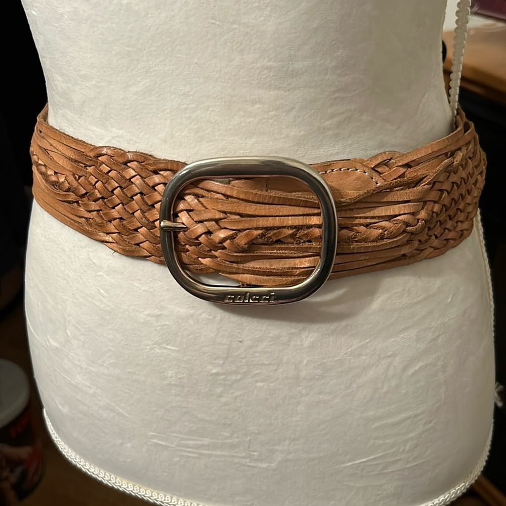 Colcci Vintage Tan Leather Braided Western Style Belt